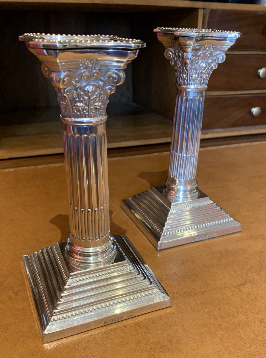 Pair Of Sterling Silver Candlesticks -photo-4