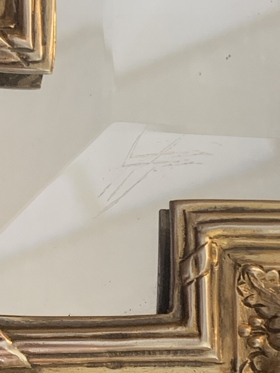 Miroir De Table En Argent Massif Et Vermeil -photo-5