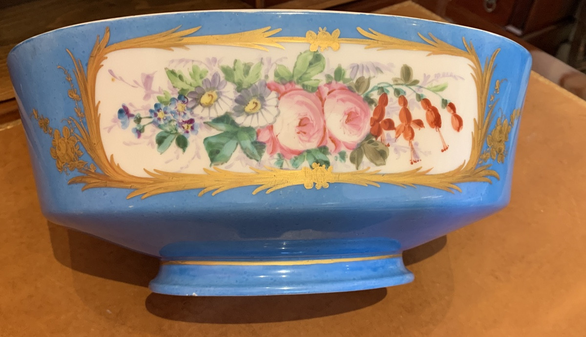 Grande coupe ovale en porcelaine de Paris -photo-4