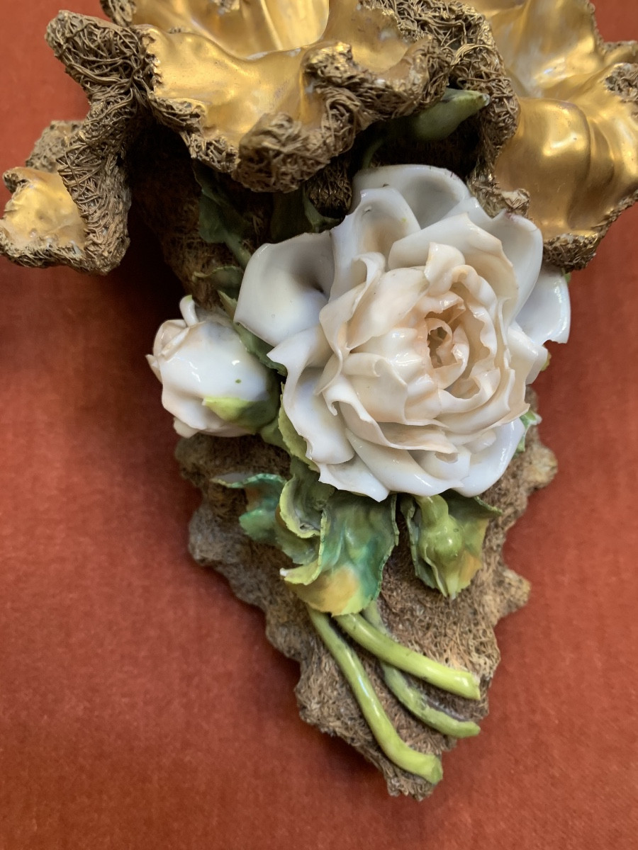 Paire de bouquetières en porcelaine -photo-2