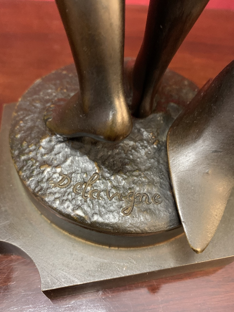 Paire de sujets en bronze par Denise Delavigne-photo-5