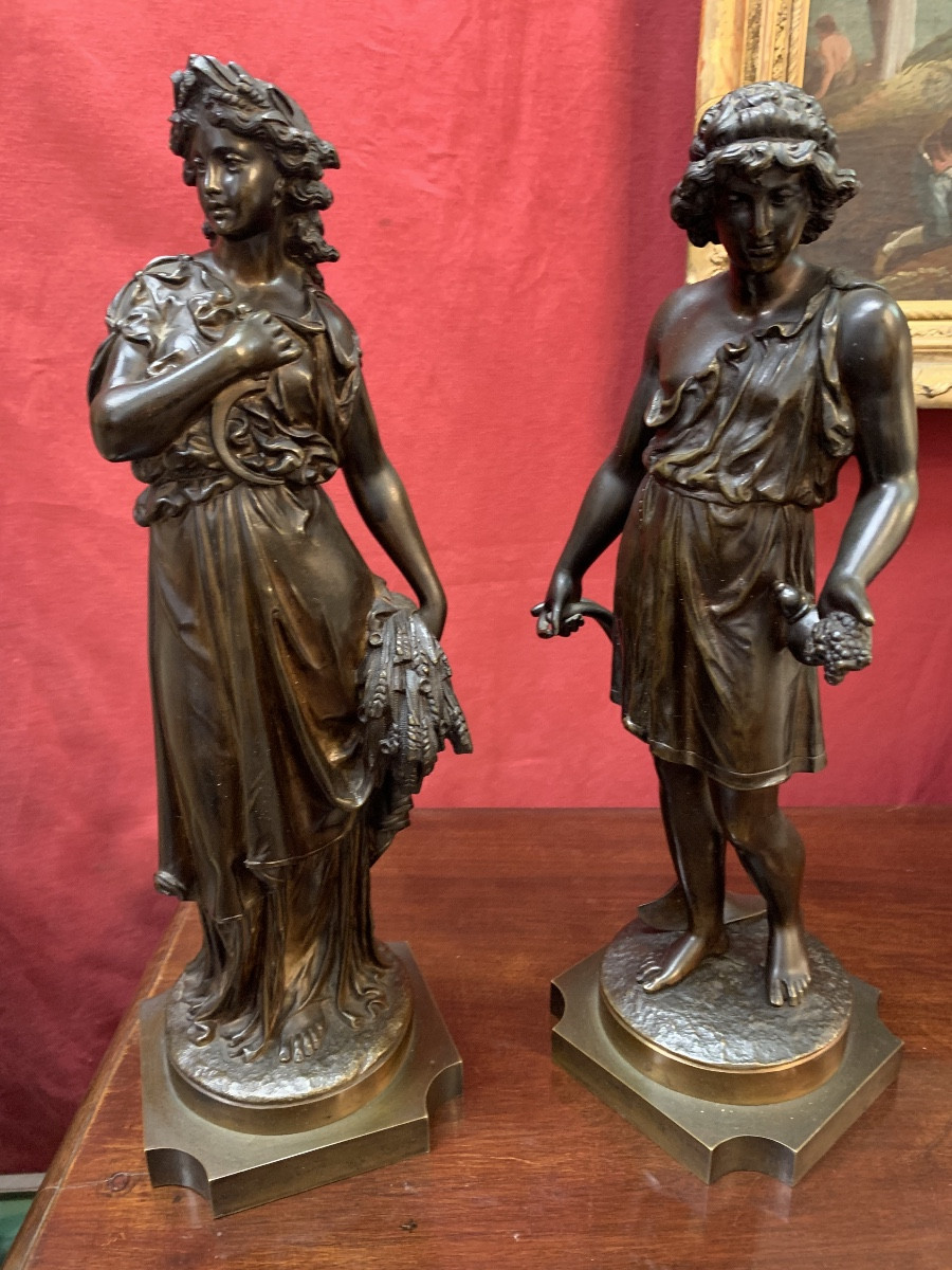 Paire de sujets en bronze par Denise Delavigne-photo-7