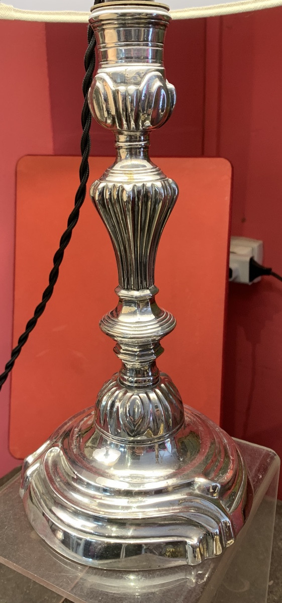 Pair Of Candlesticks Mounted As Lamps -photo-3