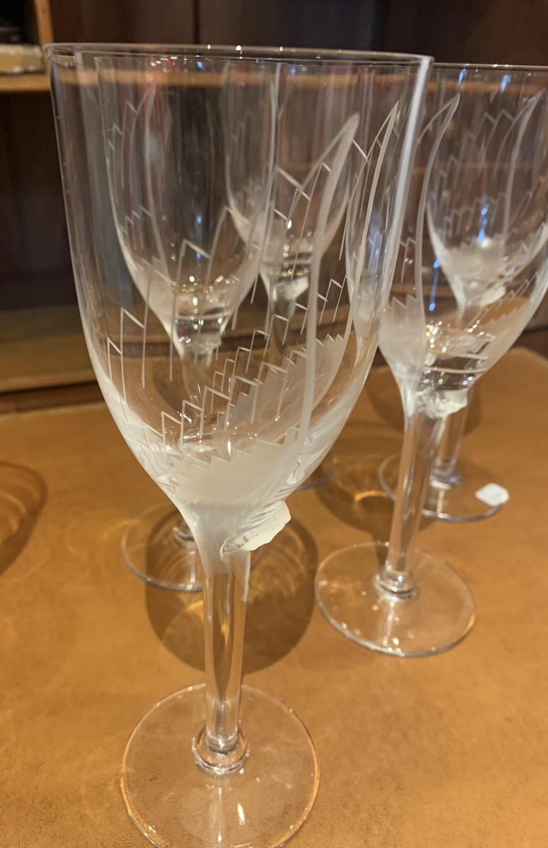 6 Lalique Smiling Angel Champagne Glasses-photo-4