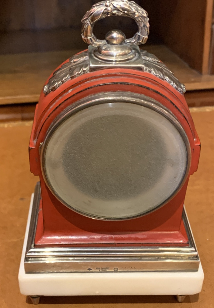 Petite pendule de table , email et argent -photo-1