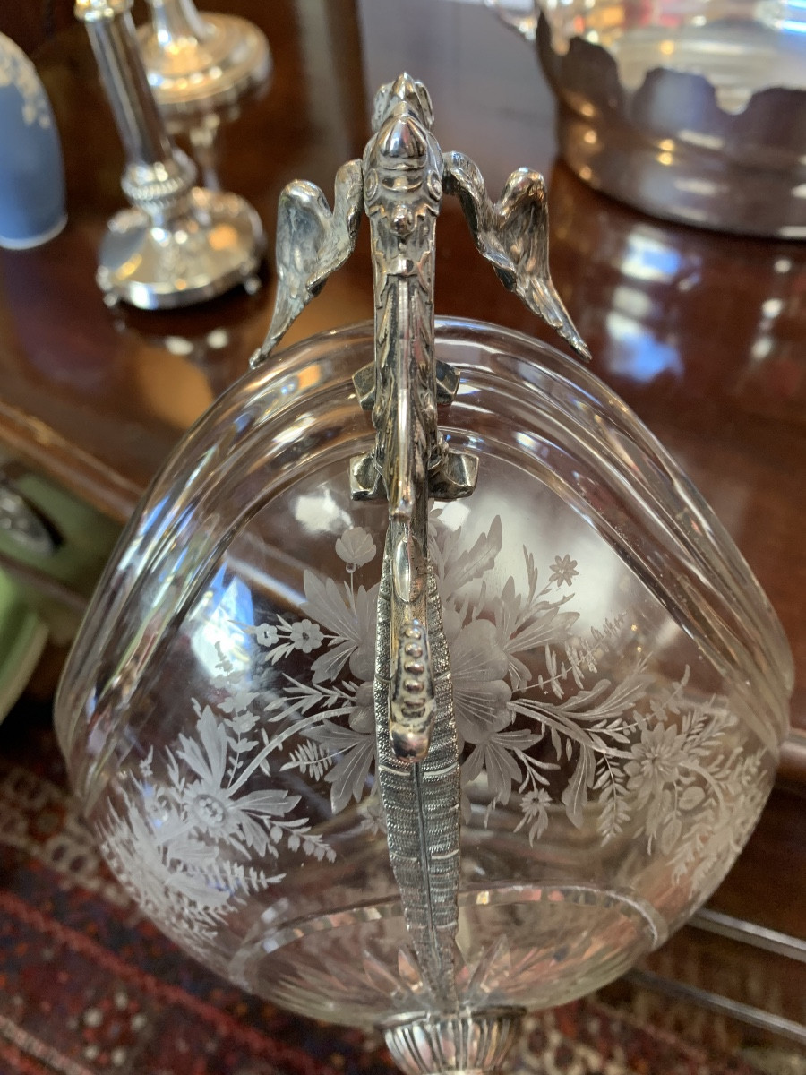 Grande coupe Cristal et Argent massif -photo-3