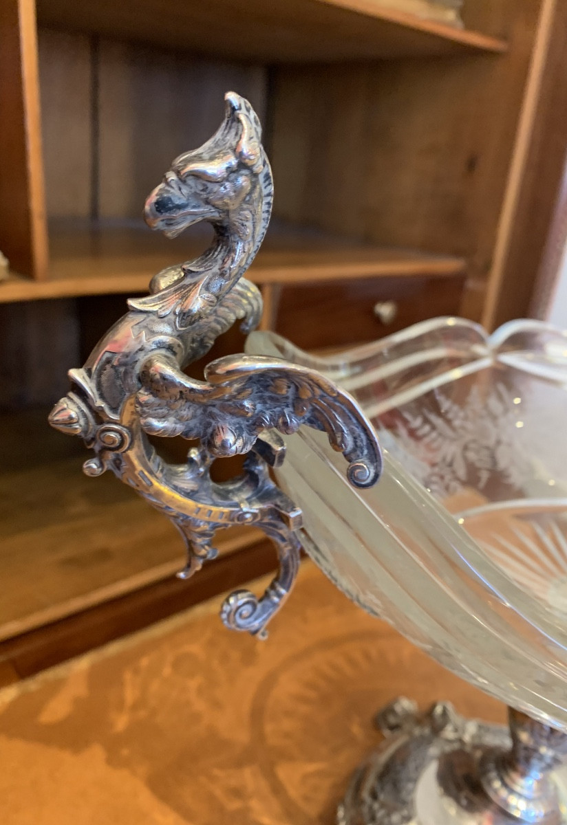 Grande coupe Cristal et Argent massif 