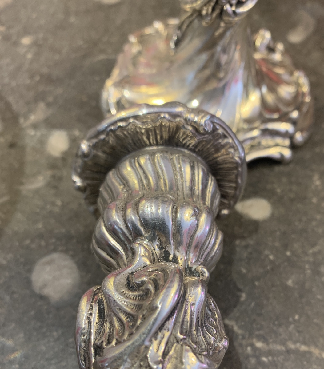 Paire de bougeoirs, argent massif.-photo-3