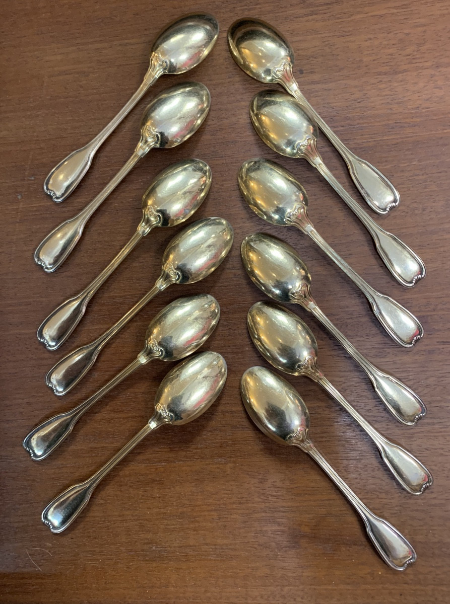 12 Vermeil Moka Spoons