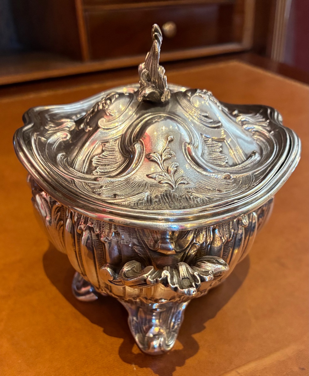 Solid Silver Rocaille Sugar Bowl -photo-2