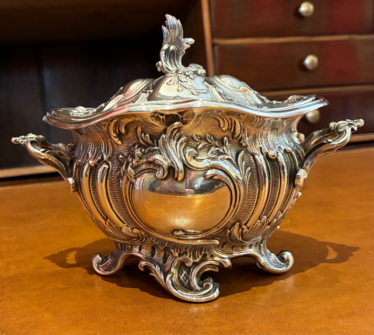 Solid Silver Rocaille Sugar Bowl 