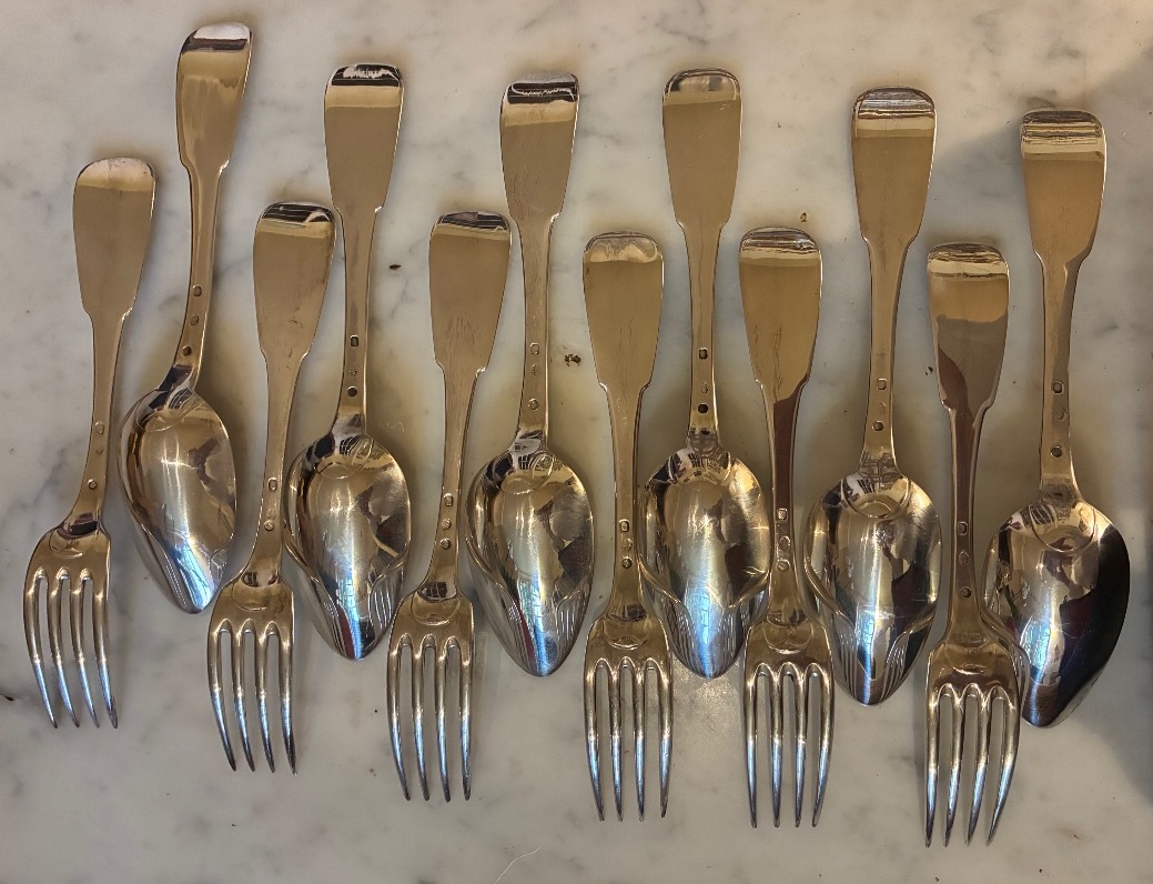 Silver Cutlery Set, Vieillard Hallmarks -photo-2