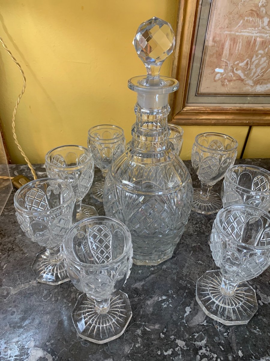 Ensemble De Verres Et Carafe Charles X-photo-2