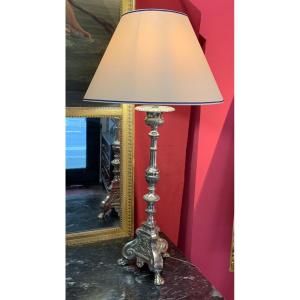 Louis XIV Candlestick Mounted In Lamp