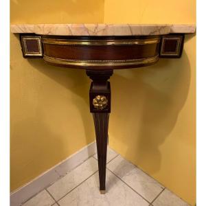 Rare Console D’angle D’époque Louis XVI En Acajou 