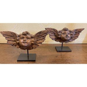 Pair Of Putti Or Angel Heads