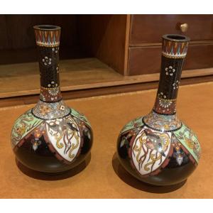Pair Of Small Cloisonné Vases 