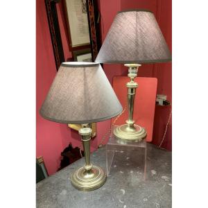 Bougeoirs Directoire montés en lampes 