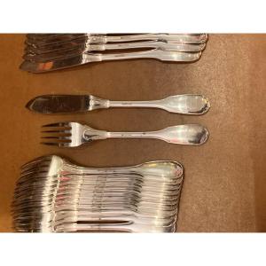24-piece Fish Cutlery Set, Chritofle "versailles" Model
