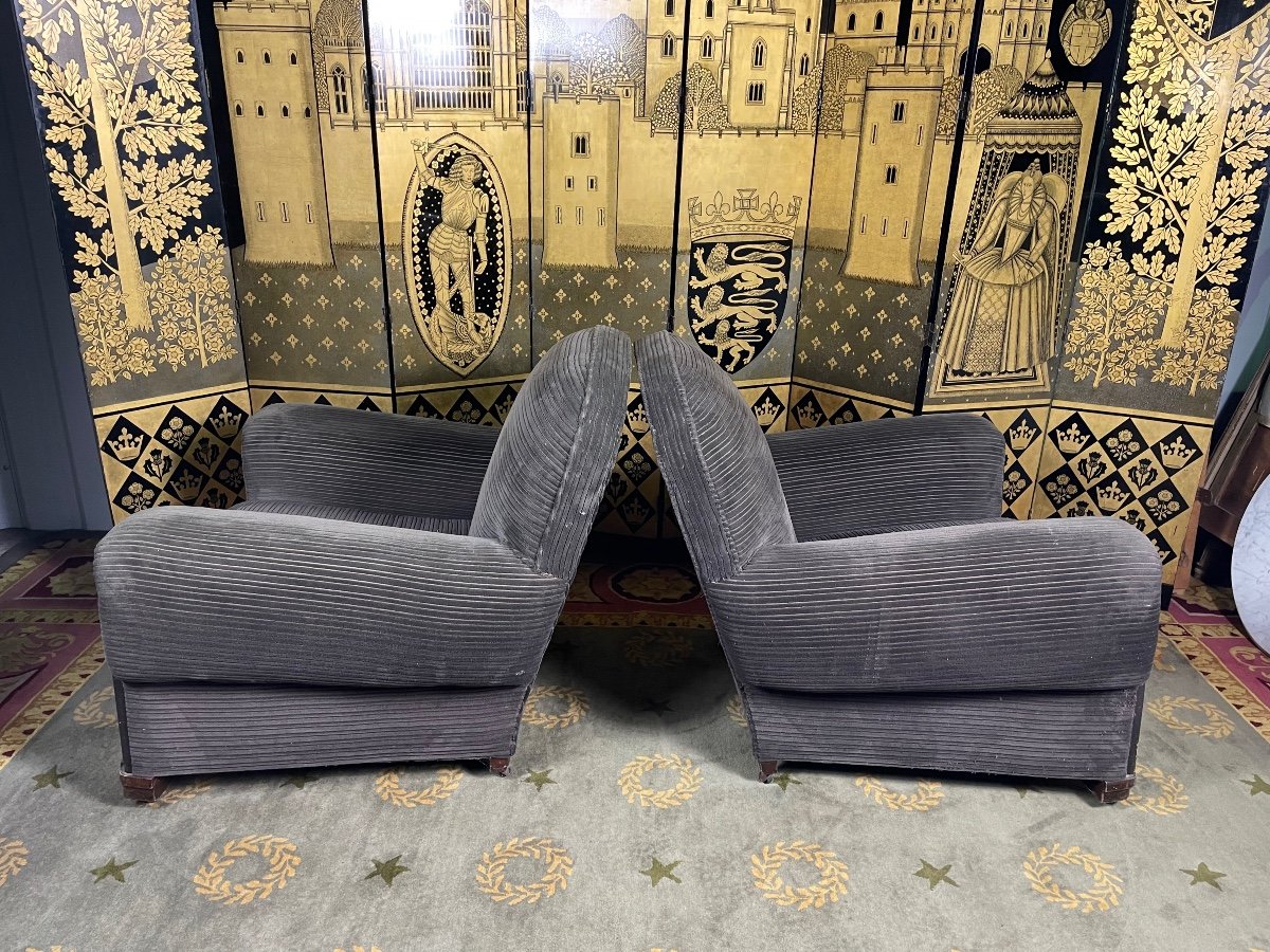 Pair Of Art Deco Period Club Armchairs-photo-2