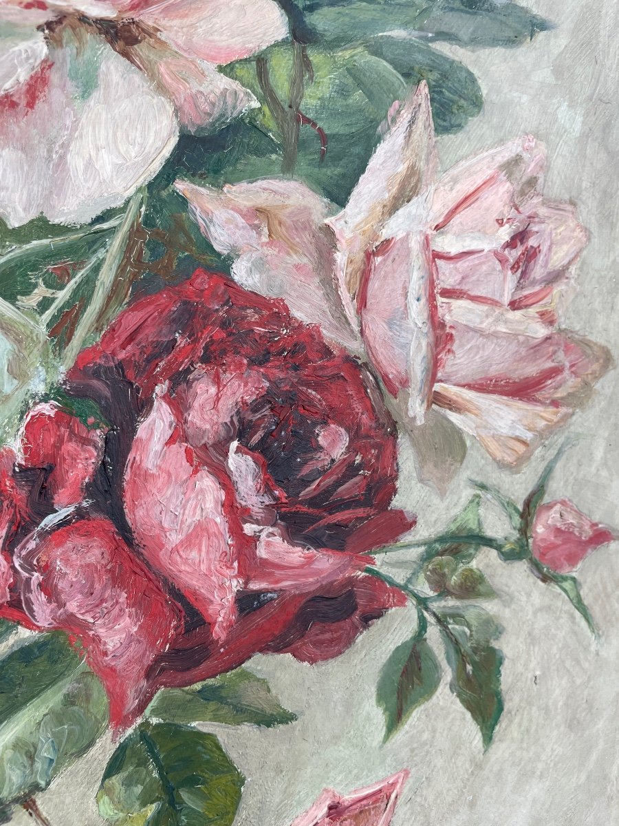 Paire D’huiles  « Bouquets de roses » 1900-photo-2