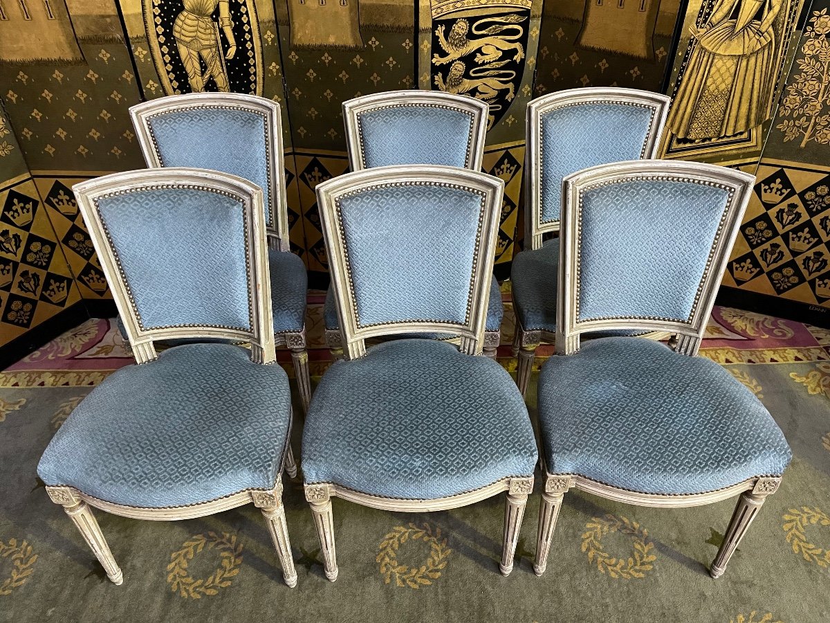 Suite De 6 Chaises De Style Louis XVI -photo-2