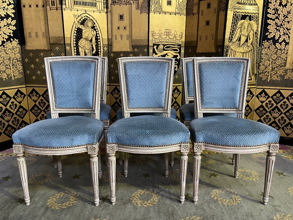 Suite De 6 Chaises De Style Louis XVI 