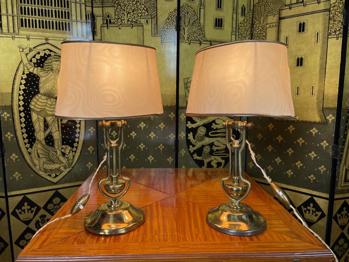 Pair Of Brass Table Lamps-photo-2