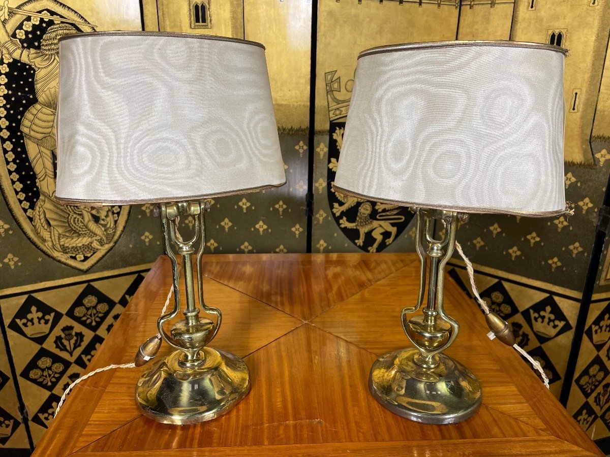 Pair Of Brass Table Lamps