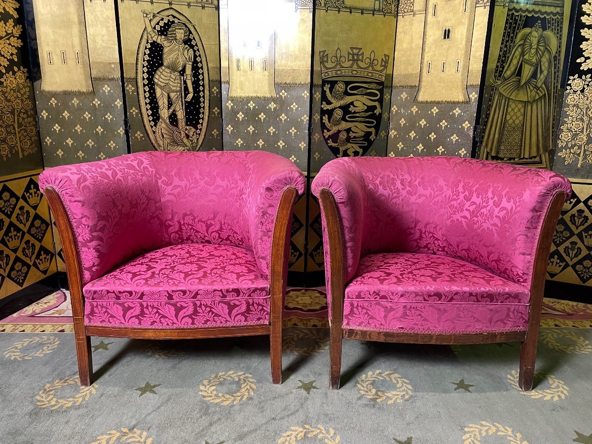Pair Of Bergere Armchairs Art Deco Period