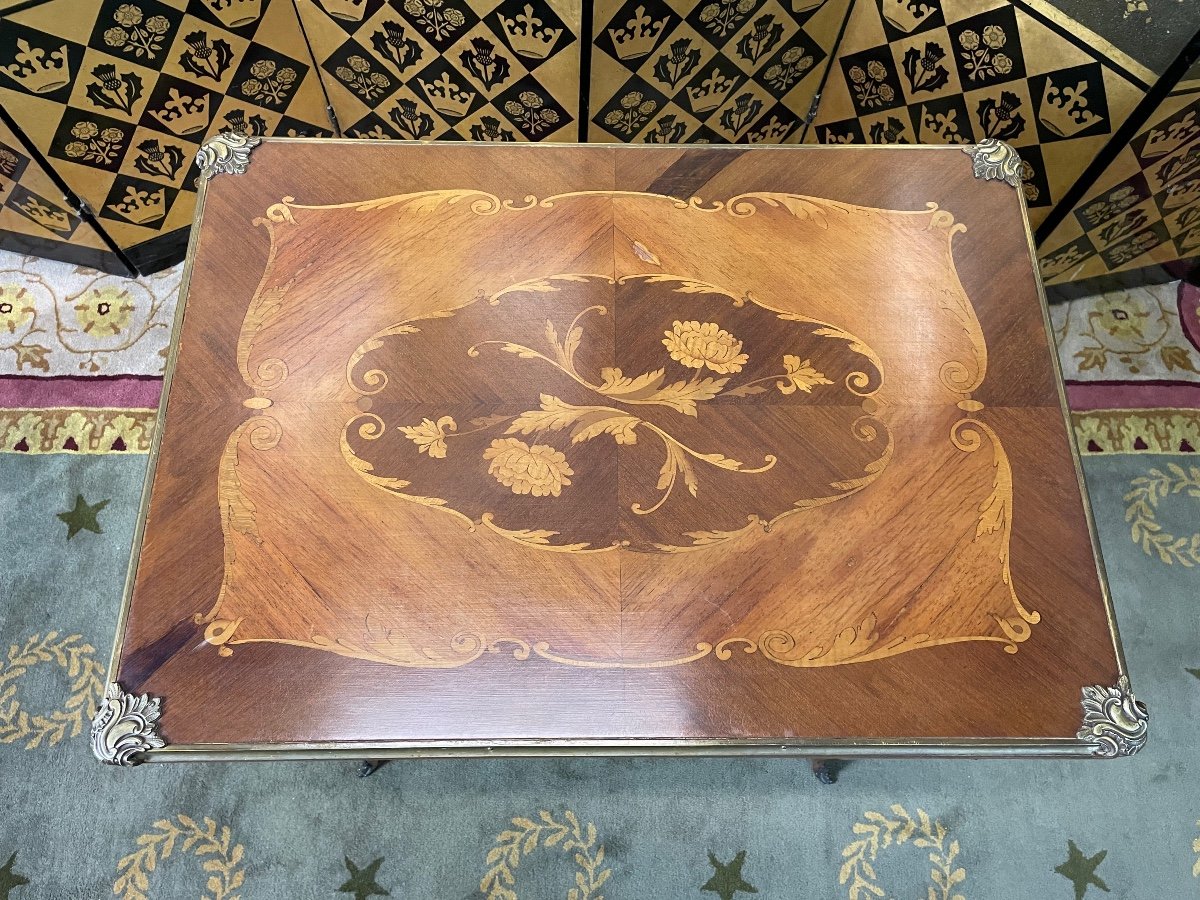 Louis XV Style Games Table In Marquetry-photo-2