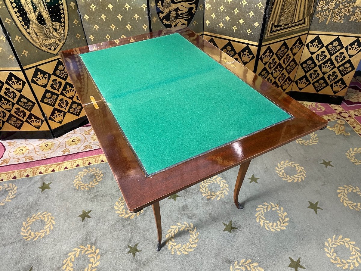 Table à Jeux De Style Louis XV En Marqueterie -photo-4