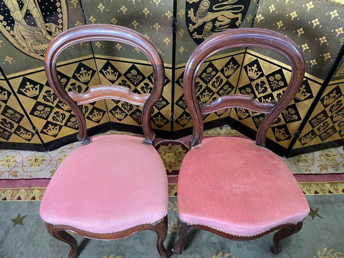 Suite De 6 Chaises Louis Philippe Noyer -photo-1