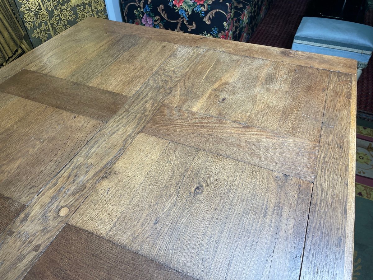 Farmhouse Table Oak Parquet Top-photo-1