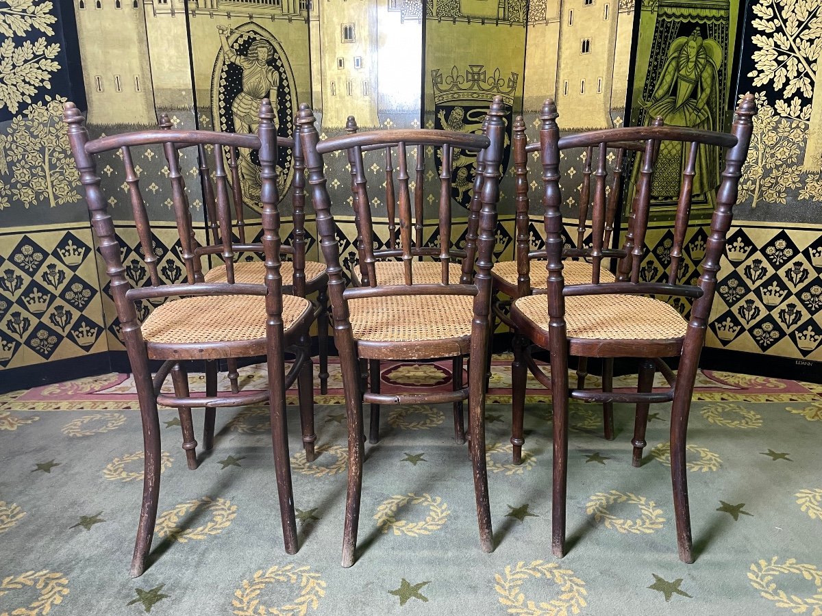 Suite Of 6 Fischel Bistro Chairs In Caning-photo-2