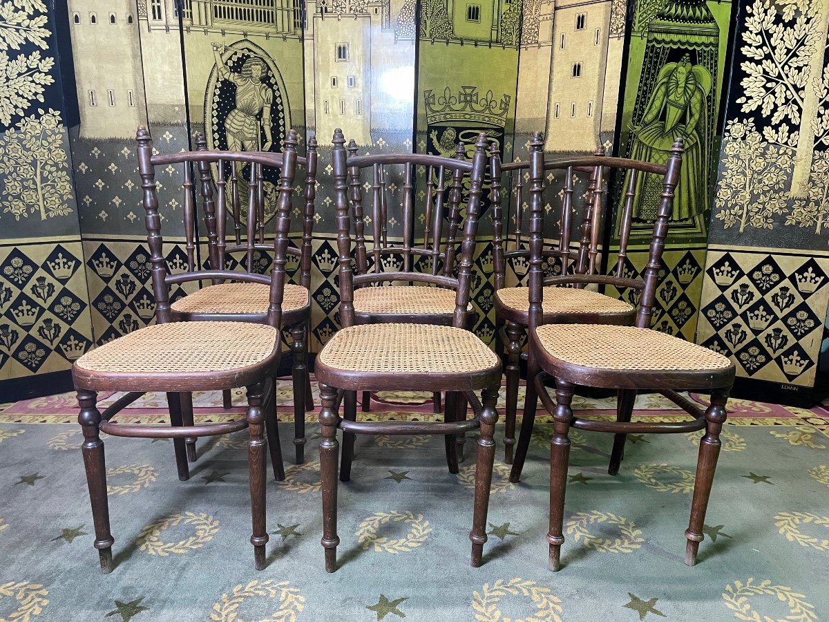 Suite Of 6 Fischel Bistro Chairs In Caning