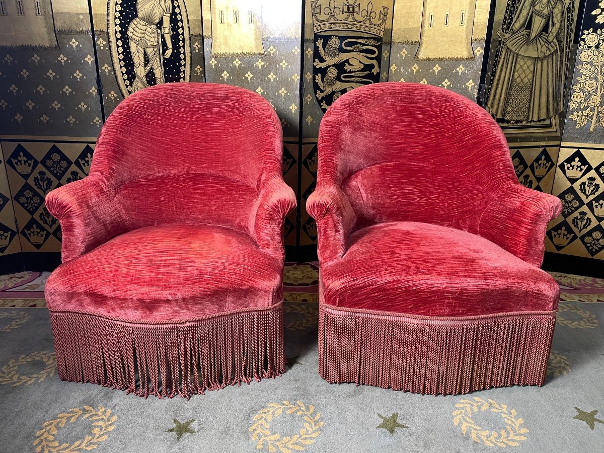 Paire De Fauteuils Crapauds Napoléon III