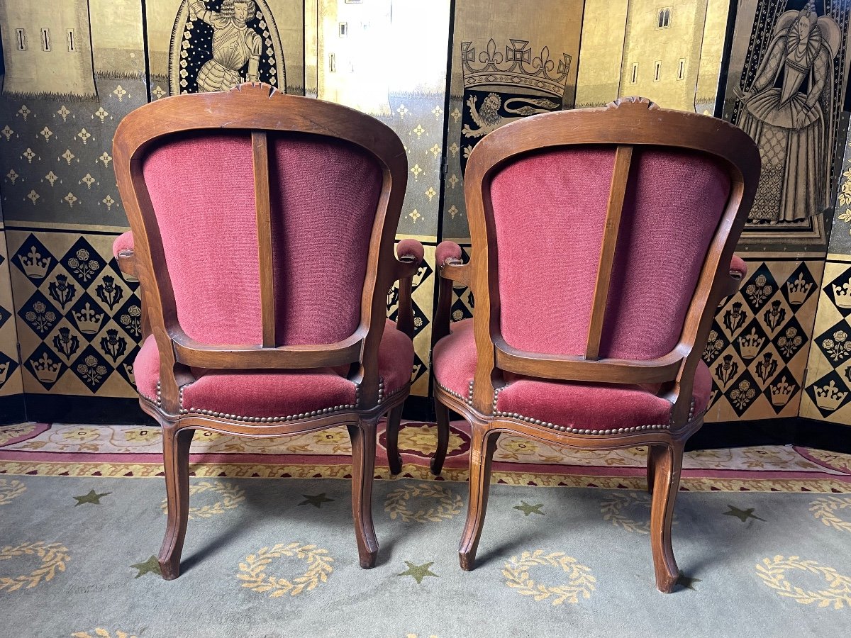 Pair Of Louis XV Style Cabriolet Armchairs-photo-3