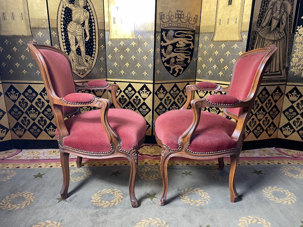 Pair Of Louis XV Style Cabriolet Armchairs-photo-4