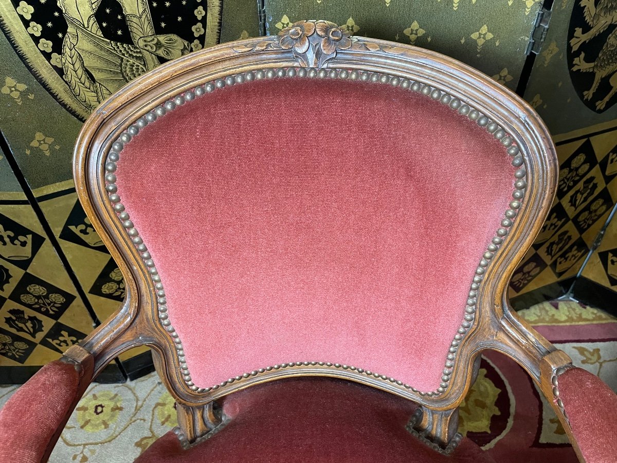 Pair Of Louis XV Style Cabriolet Armchairs-photo-5