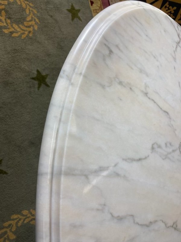 Carrara Marble Oval Coffee Table-photo-3