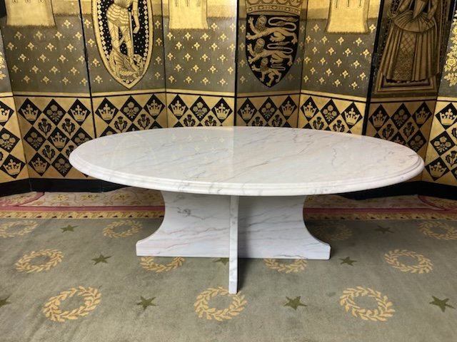 Carrara Marble Oval Coffee Table