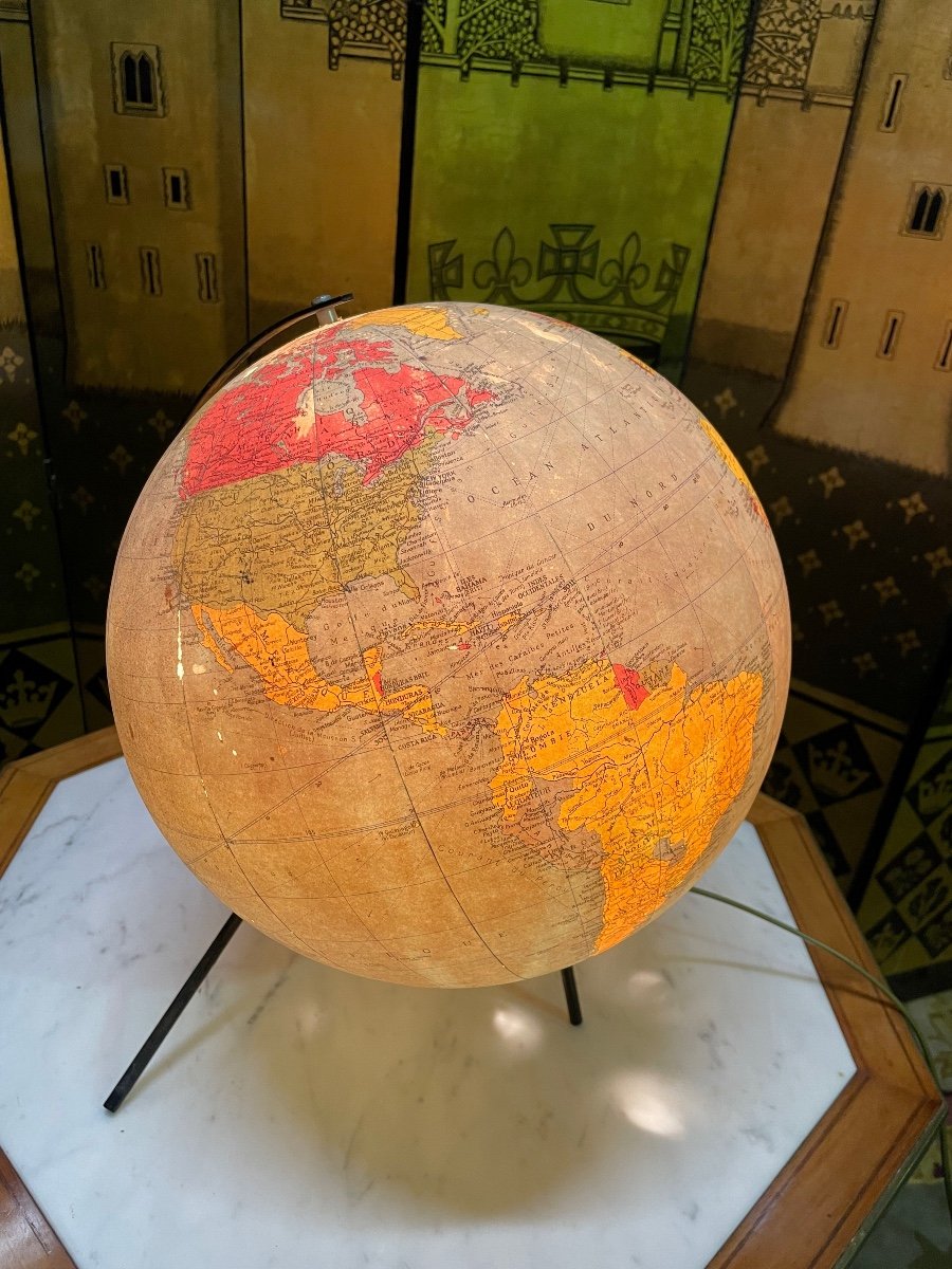 Globe Terrestre - Mappemonde Verre 1960 -photo-4