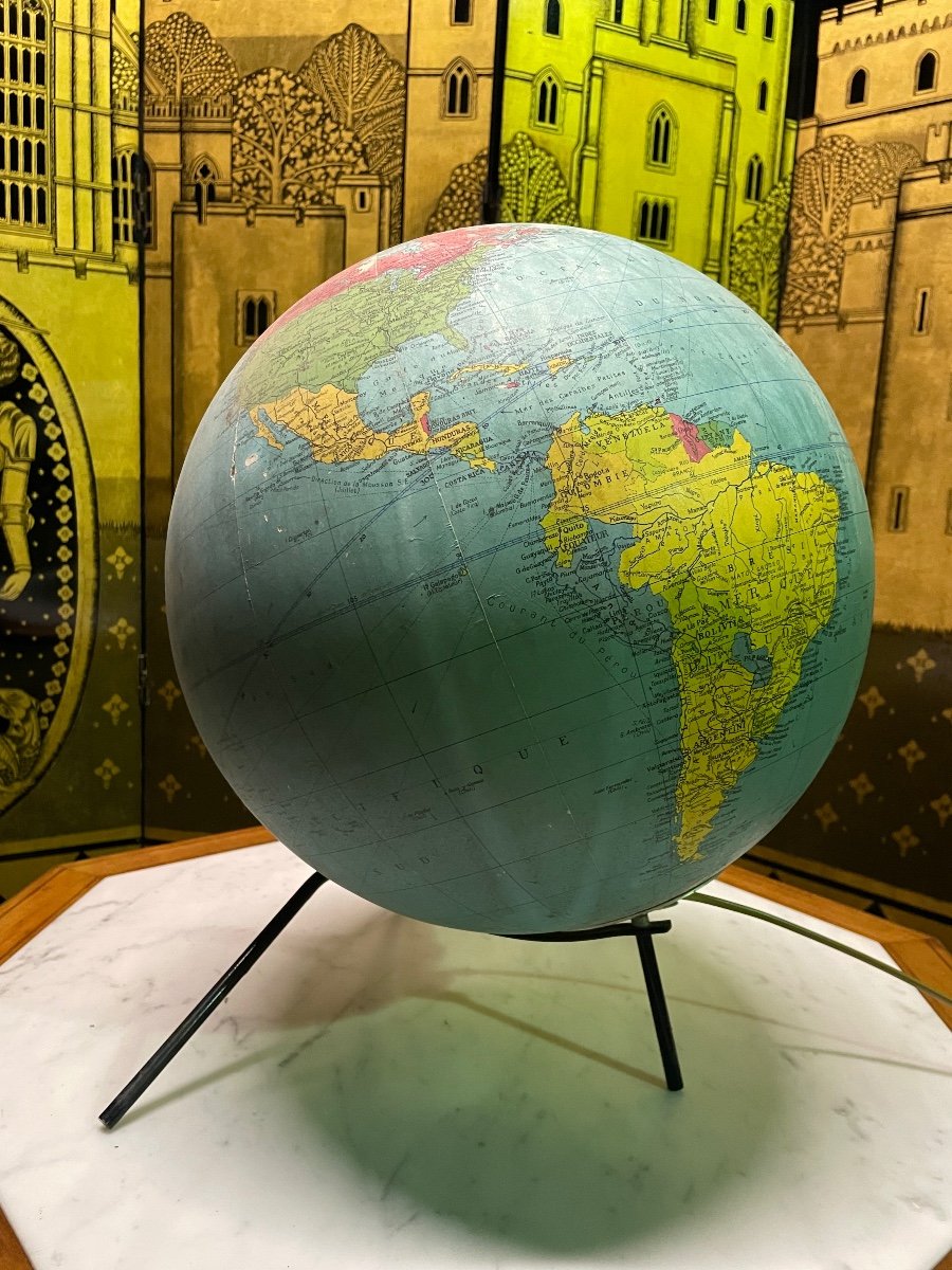 Proantic: Globe Terrestre - Mappemonde Verre 1960