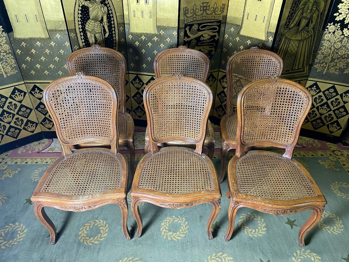 Suite Of 6 Louis XV Style Cane Chairs-photo-4