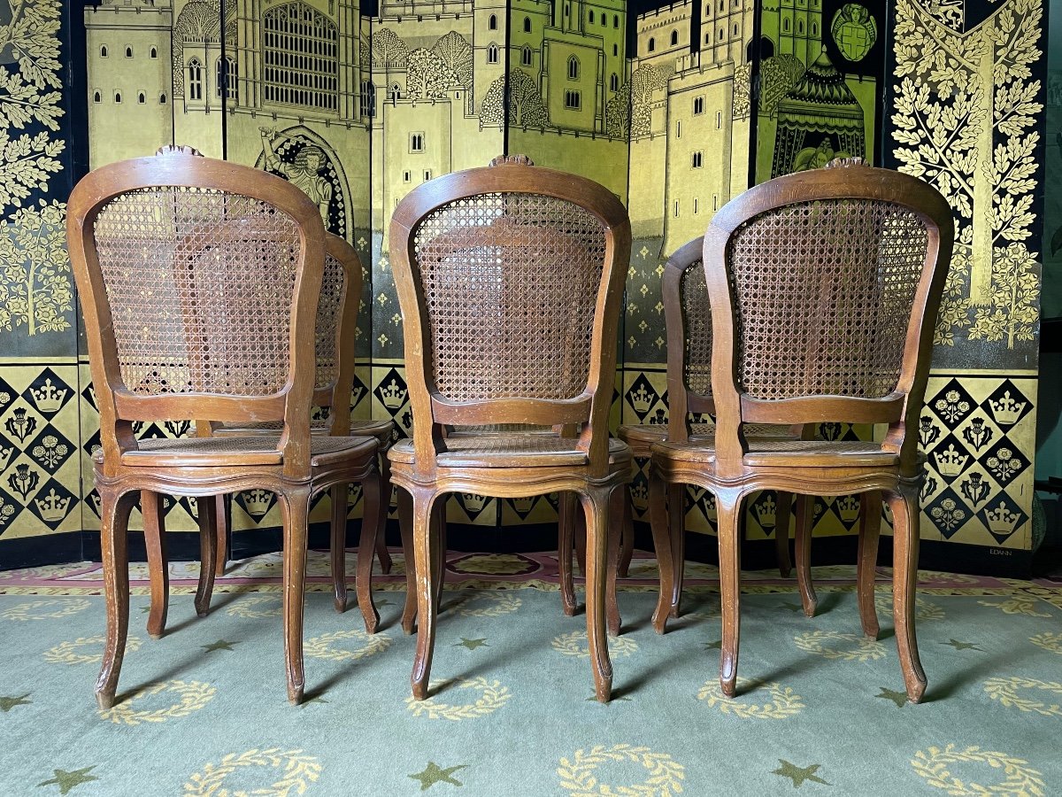 Suite De 6 Chaises De Style Louis XV En Cannage -photo-1