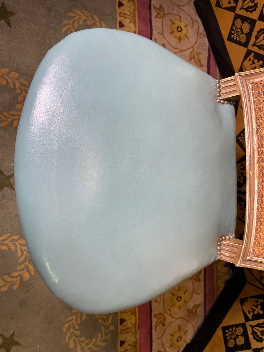 Suite De 6 Chaises De Style Louis XVI Cannage Et Cuir -photo-3