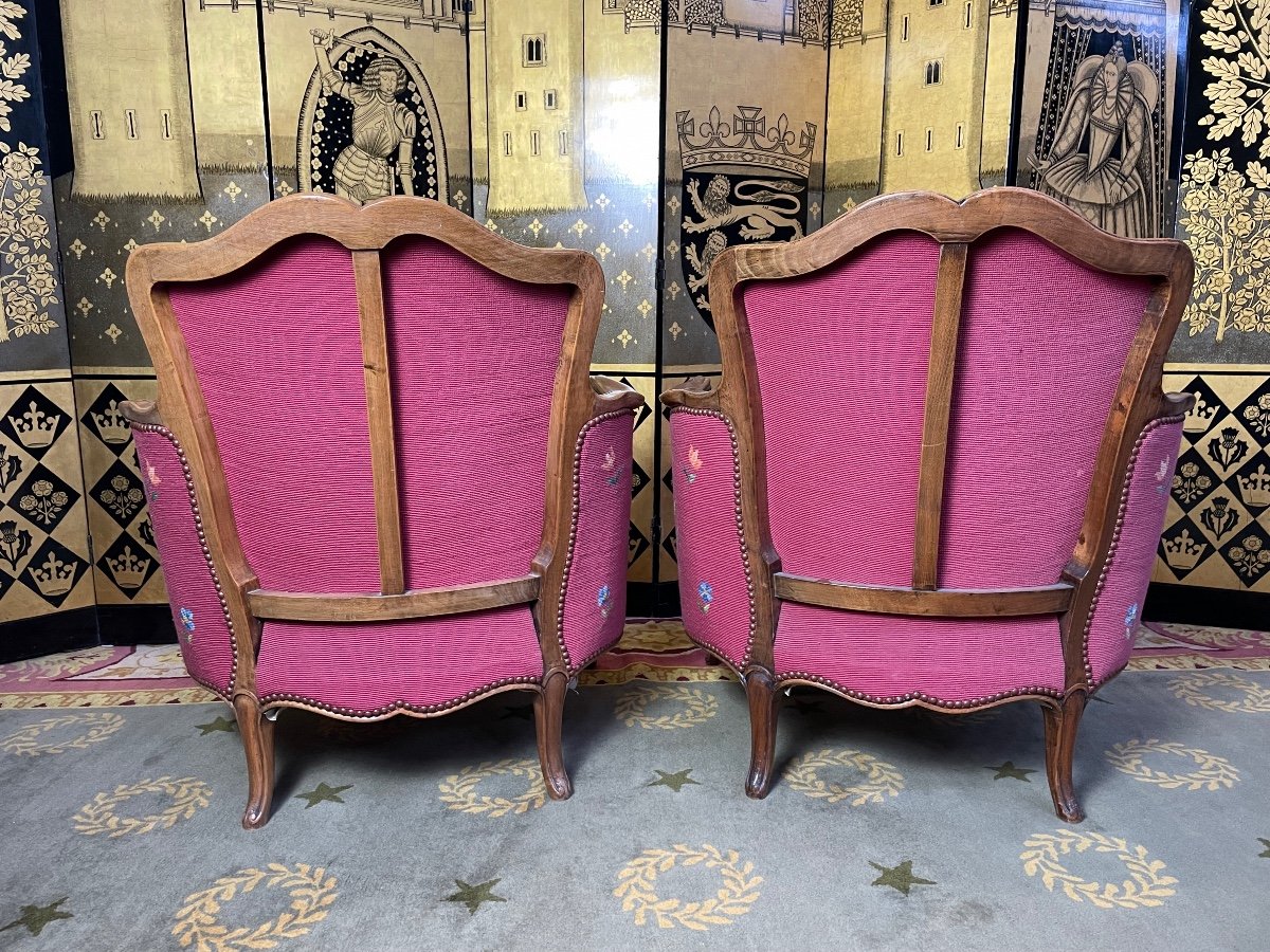 Pair Of Bergere Armchairs Louis XV Style-photo-3