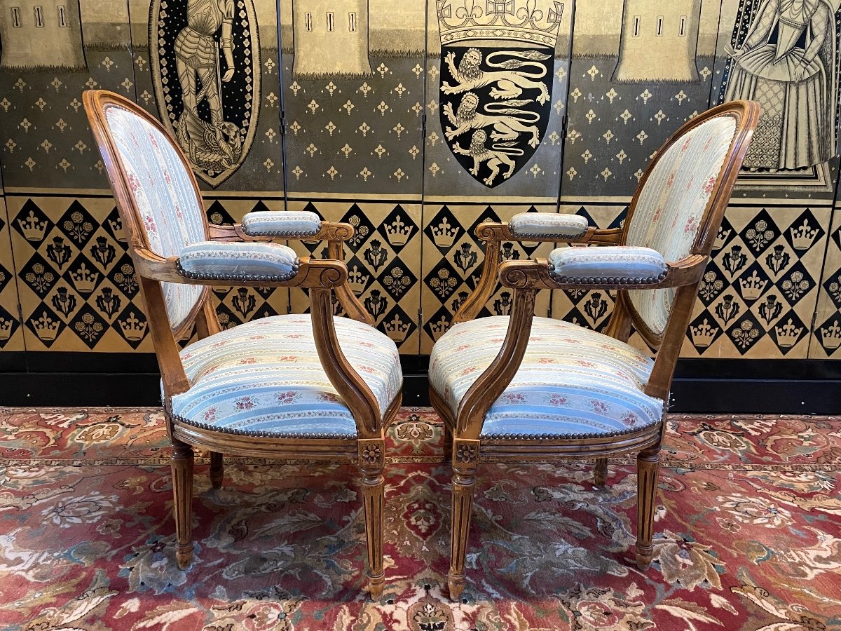 Pair Of Louis XVI Style Armchairs-photo-4