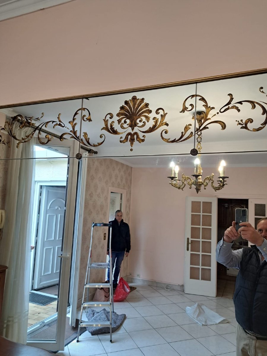 Grand Miroir De Bistrot - Brasserie Art Nouveau églomisé-photo-4